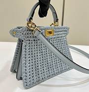 Fendi Peekaboo ISeeU Petite Light Blue Leather and Interlaced Fibre Bag - 20x11x15.5cm - 3