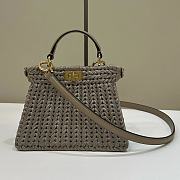 Fendi Peekaboo ISeeU Petite Dove Gray Leather and Interlaced Fibre Bag - 20x11x15.5cm - 1