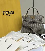 Fendi Peekaboo ISeeU Petite Dove Gray Leather and Interlaced Fibre Bag - 20x11x15.5cm - 4