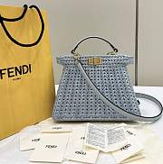 Fendi Peekaboo ISeeU Small Light Blue Leather and Interlaced Fibre Bag - 27x11x21cm - 1