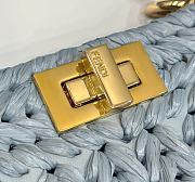 Fendi Peekaboo ISeeU Small Light Blue Leather and Interlaced Fibre Bag - 27x11x21cm - 4