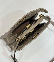 Fendi Peekaboo ISeeU Small Dove Gray Leather and Interlaced Fibre Bag - 27x11x21cm - 2