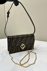 Fendi FF Diamonds Wallet On Chain Brown and Black FF Leather Wallet - 21x5x13.5cm - 3