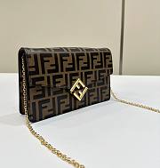 Fendi FF Diamonds Wallet On Chain Brown and Black FF Leather Wallet - 21x5x13.5cm - 2