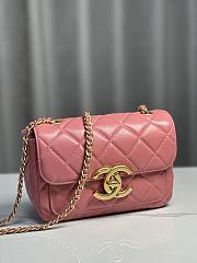 CC Mini Flap Bag Shiny Lambskin & Gold Plated Metal Pink - 13.5×19×7cm - 4