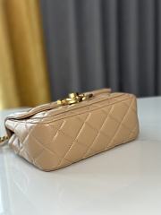 CC Mini Flap Bag Shiny Lambskin & Gold Plated Metal Dark Beige - 13.5×19×7cm - 6