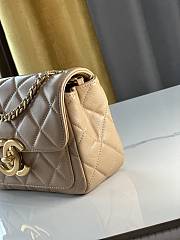 CC Mini Flap Bag Shiny Lambskin & Gold Plated Metal Dark Beige - 13.5×19×7cm - 5