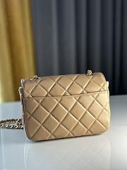 CC Mini Flap Bag Shiny Lambskin & Gold Plated Metal Dark Beige - 13.5×19×7cm - 3