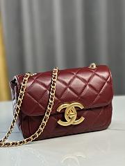 CC Mini Flap Bag Shiny Lambskin & Gold Plated Metal Red - 13.5×19×7cm - 3