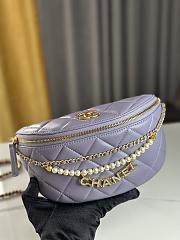 CC Waist Bag Shiny Lambskin Imitation Pearls & Gold Metallic Purple - 17×24×11cm - 1