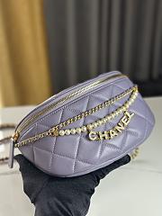 CC Waist Bag Shiny Lambskin Imitation Pearls & Gold Metallic Purple - 17×24×11cm - 6