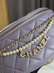 CC Waist Bag Shiny Lambskin Imitation Pearls & Gold Metallic Purple - 17×24×11cm - 2