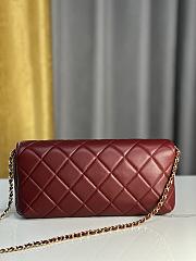 Chanel Flap Bag Lambskin Imitation Pearls & Gold-Tone Metal Red - 13×20×7.5cm - 4