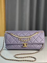 Chanel Flap Bag Lambskin Imitation Pearls & Gold-Tone Metal Light Purple - 13×20×7.5cm - 1