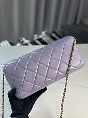 Chanel Flap Bag Lambskin Imitation Pearls & Gold-Tone Metal Light Purple - 13×20×7.5cm - 5