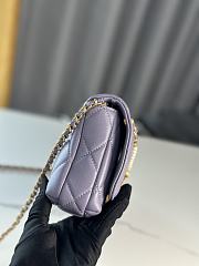 Chanel Flap Bag Lambskin Imitation Pearls & Gold-Tone Metal Light Purple - 13×20×7.5cm - 4