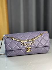 Chanel Flap Bag Lambskin Imitation Pearls & Gold-Tone Metal Light Purple - 13×20×7.5cm - 2