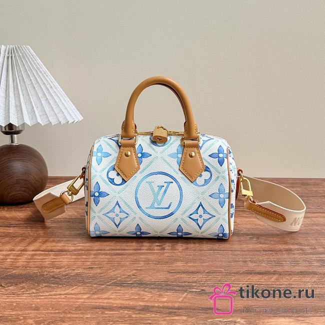 LV Speedy Bandoulière 20 Monogram Tiles Canvas Blue - 20.5x13.5x12cm - 1