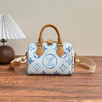 LV Speedy Bandoulière 20 Monogram Tiles Canvas Blue - 20.5x13.5x12cm