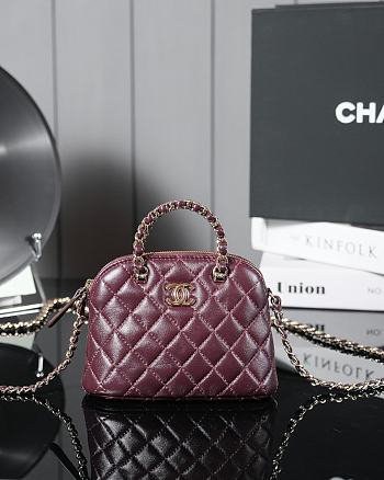 Chanel Clutch with Strap Lambskin & Gold Metal Burgundy - 11×16×5.5cm