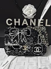 Chanel Evening Bag Sequins & Gold-Tone Metal Black & White - 14×21×8cm - 1