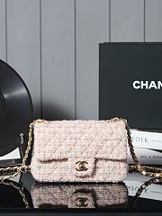 Chanel Mini Classic Bag Gold Metallic Tweed Beige Light Yellow & Ecru - 12×20×6cm - 1