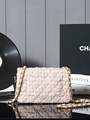 Chanel Mini Classic Bag Gold Metallic Tweed Beige Light Yellow & Ecru - 12×20×6cm - 6