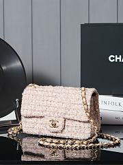 Chanel Mini Classic Bag Gold Metallic Tweed Beige Light Yellow & Ecru - 12×20×6cm - 3