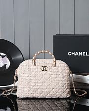 Chanel Small Shopping Bag Gold Metallic Tweed Light Pink Beige & Cream - 20×27.5×7.5cm - 1