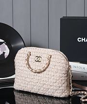 Chanel Small Shopping Bag Gold Metallic Tweed Light Pink Beige & Cream - 20×27.5×7.5cm - 6