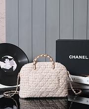 Chanel Small Shopping Bag Gold Metallic Tweed Light Pink Beige & Cream - 20×27.5×7.5cm - 4