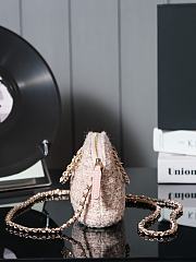 Chanel Clutch with Strap Gold Metallic Tweed Light Pink Beige & Cream - 11×16×5.5cm - 4