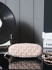 Chanel Clutch with Strap Gold Metallic Tweed Light Pink Beige & Cream - 11×16×5.5cm - 5