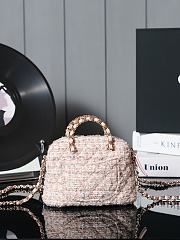 Chanel Clutch with Strap Gold Metallic Tweed Light Pink Beige & Cream - 11×16×5.5cm - 2