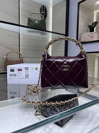 Chanel Clutch with Strap Lambskin & Gold Plated Metal Burgundy - 14×18.5×7cm