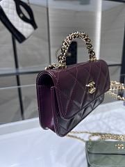 Chanel Flap Phone Holder with Chain Lambskin & Gold-Tone Metal Burgundy - 10×18×4.5cm  - 6