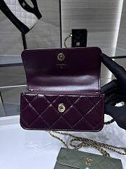 Chanel Flap Phone Holder with Chain Lambskin & Gold-Tone Metal Burgundy - 10×18×4.5cm  - 5