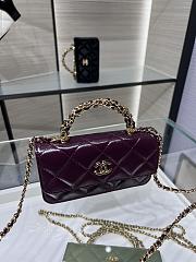 Chanel Flap Phone Holder with Chain Lambskin & Gold-Tone Metal Burgundy - 10×18×4.5cm  - 2