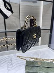 Chanel Flap Phone Holder with Chain Lambskin & Gold-Tone Metal Black - 10×18×4.5cm  - 2