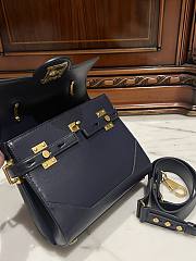 Balmain Smooth Leather B-Buzz 23 Bag Navy Blue - 23x20x11cm - 5