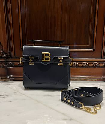 Balmain Smooth Leather B-Buzz 23 Bag Navy Blue - 23x20x11cm