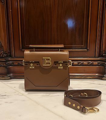 Balmain Smooth Leather B-Buzz 23 Bag Brown - 23x20x11cm