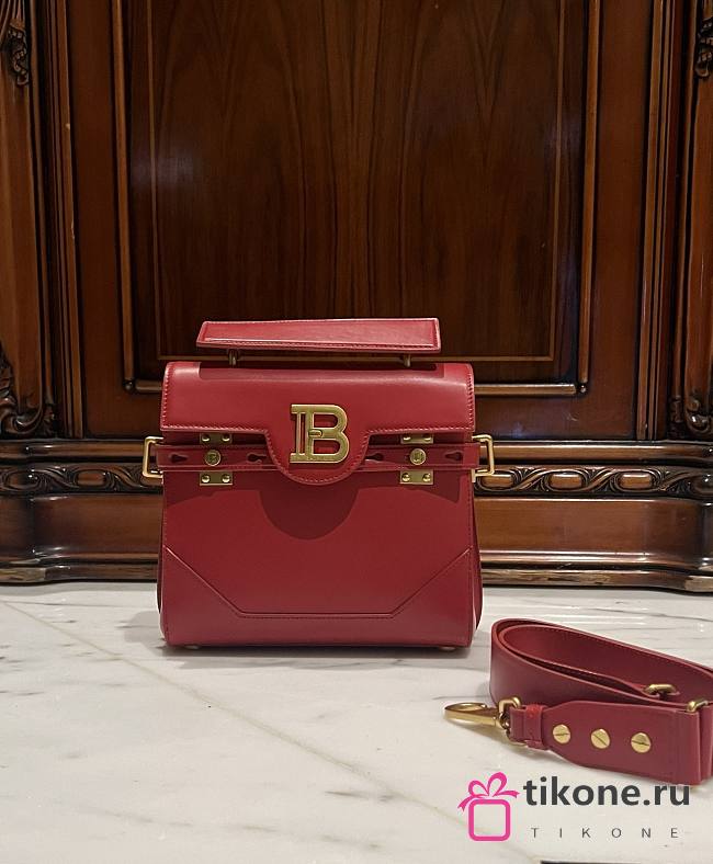 Balmain Smooth Leather B-Buzz 23 Bag Red - 23x20x11cm - 1