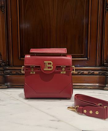 Balmain Smooth Leather B-Buzz 23 Bag Red - 23x20x11cm