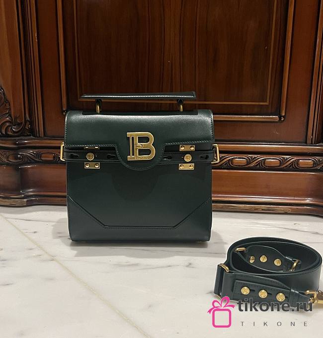 Balmain Smooth Leather B-Buzz 23 Bag Green -  23x20x11cm - 1