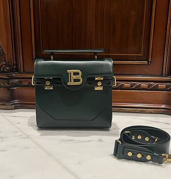 Balmain Smooth Leather B-Buzz 23 Bag Green -  23x20x11cm