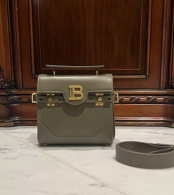 Balmain Smooth Leather B-Buzz 23 Bag Gray - 23x20x11cm