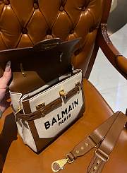 Balmain Canvas B-Buzz 23 Bag with Leather Panels Brown - 23x20x11cm - 2