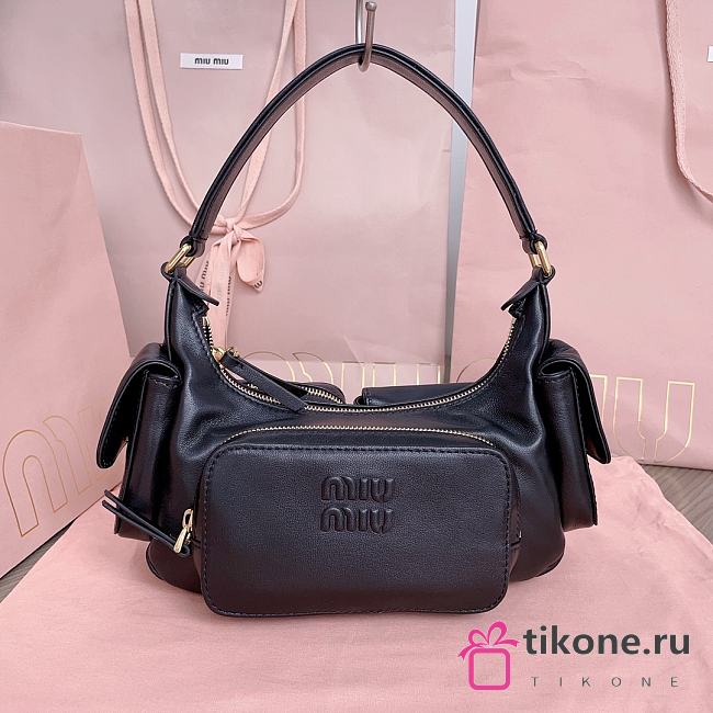 Miumiu Black Leather Hobo Bag - 21x12x6cm - 1