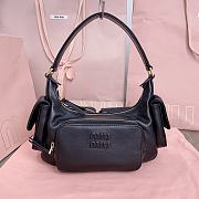 Miumiu Black Leather Hobo Bag - 21x12x6cm - 1